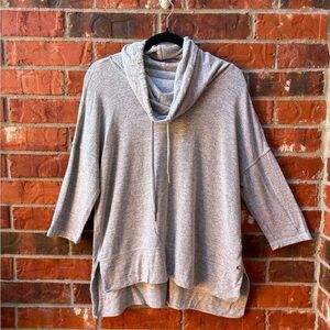 Calvin Klein Womens XL Gray Cowl Neck Boxy Split Hem Hi Lo Sweater